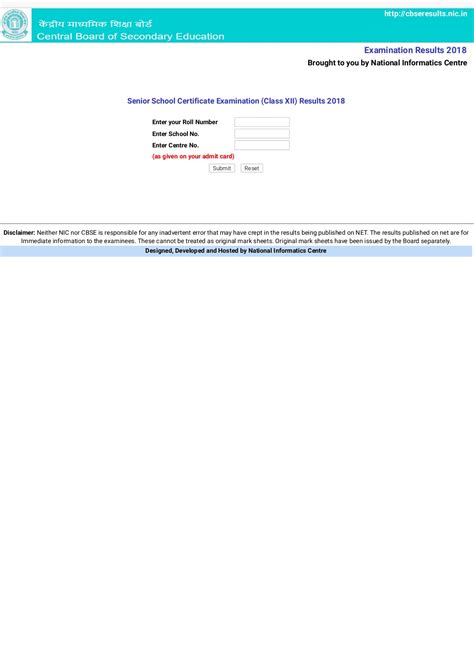 Senior School Certificate Examination (Class XII ) 2018 .